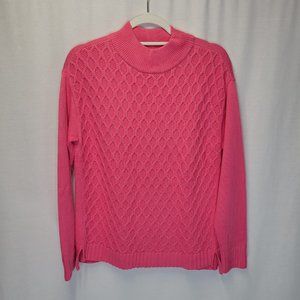 Talbots Women's Medium Pullover Sweater Pink Cableknit Mock Neck